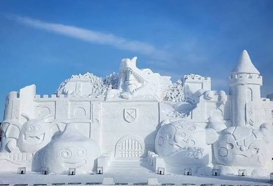 A giant snow sculpture at the Asahikawa Winter Festival