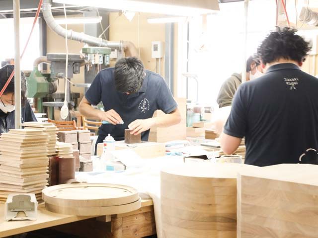 Work under way in a woodworking shop
