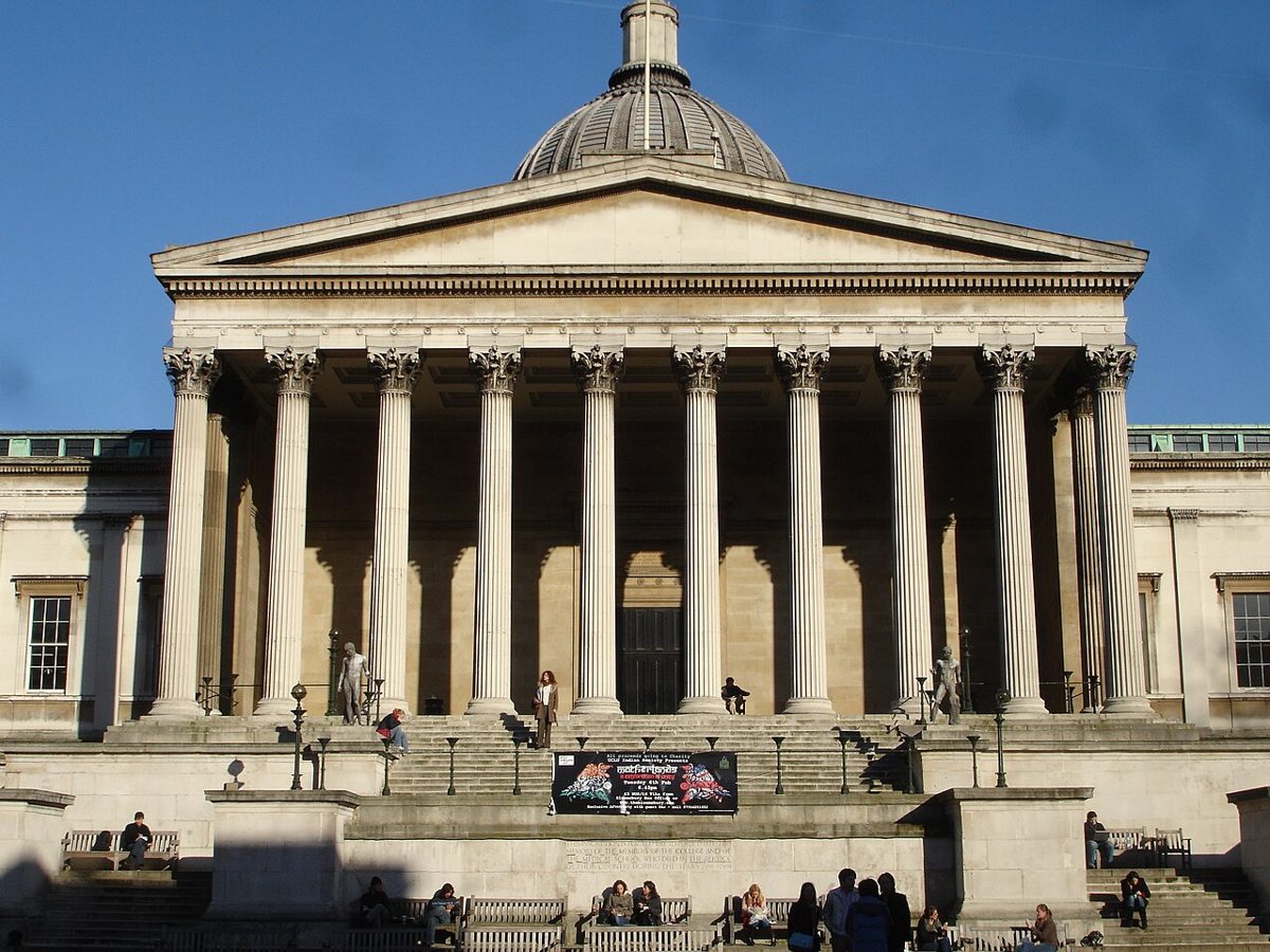 The portico of University College London today