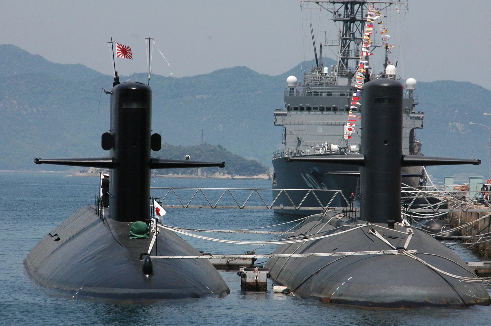 Ships lined up in Kure Harbour