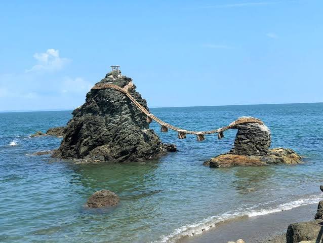 The Wedded Rocks of Futami tied with a great rope