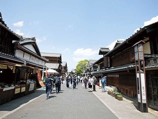 Townscape of Okage Yokocho with passers-by