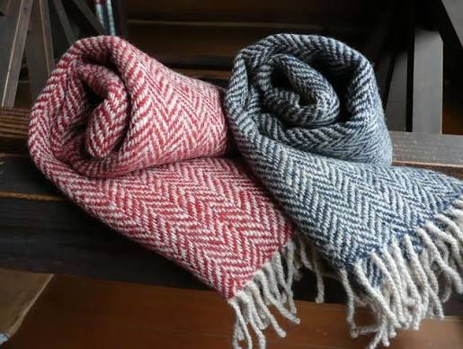Herringbone homespun scarves