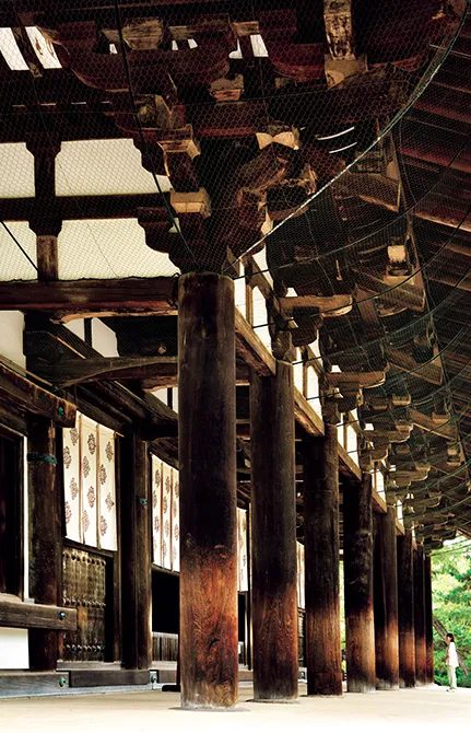 The row of pillars across the Golden Hall front