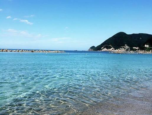 The clear waters of Takeno Beach